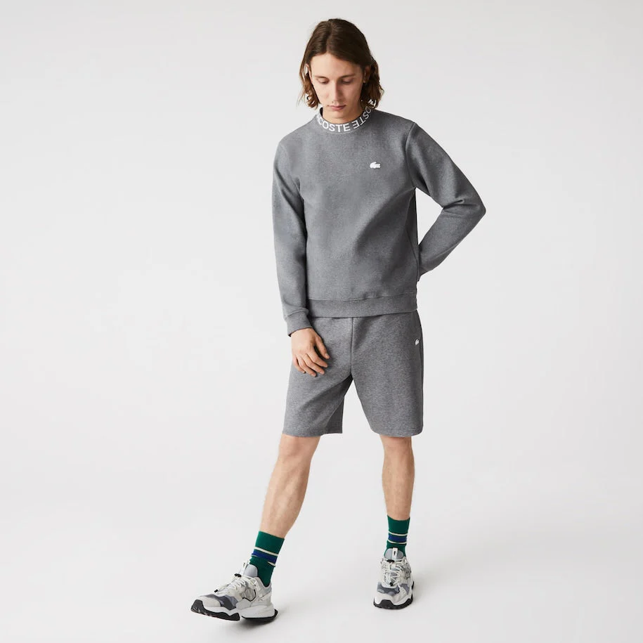LACOSTE Lettered Crew Neck Cotton Blend Sweatshirt Mens Apparel - Image 2