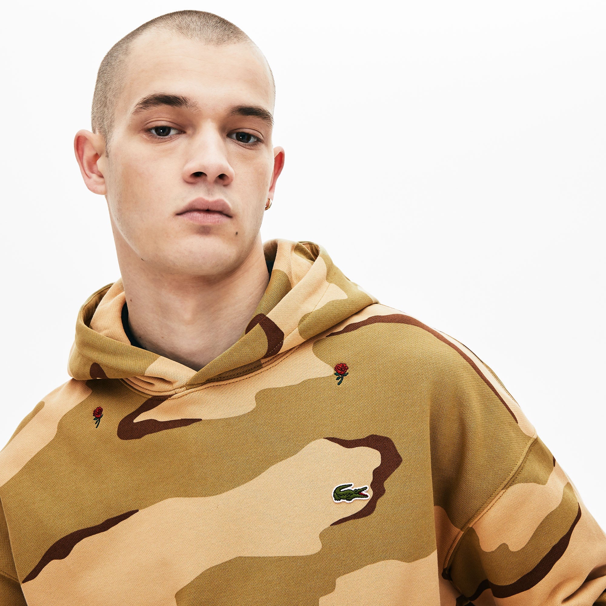 LACOSTE Hooded Camo Print Fleece Sweatshirt Mens Apparel - Image 2