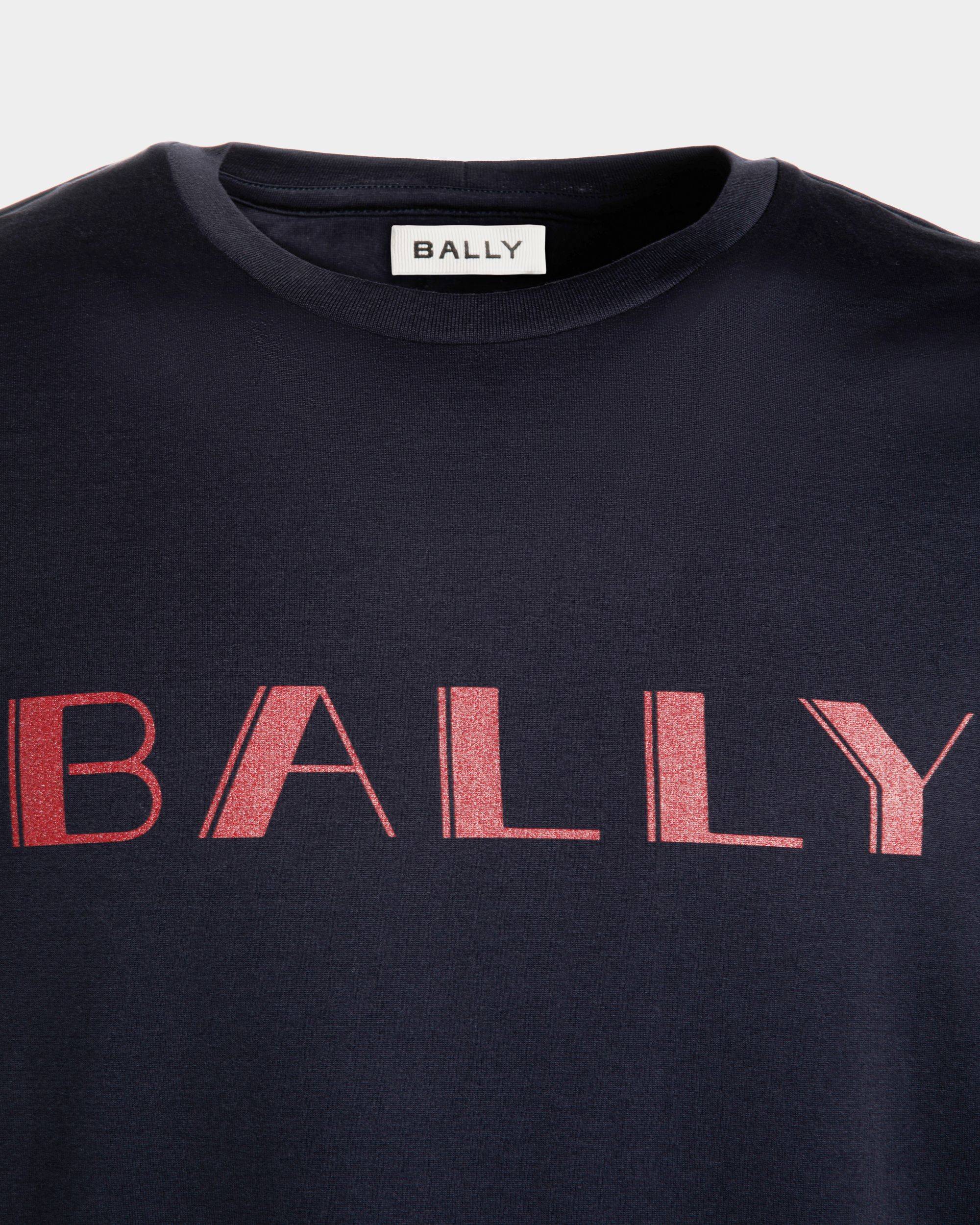BALLY Summer Capsule T-Shirt In Navy Blue Cotton Mens Apparel - Image 2