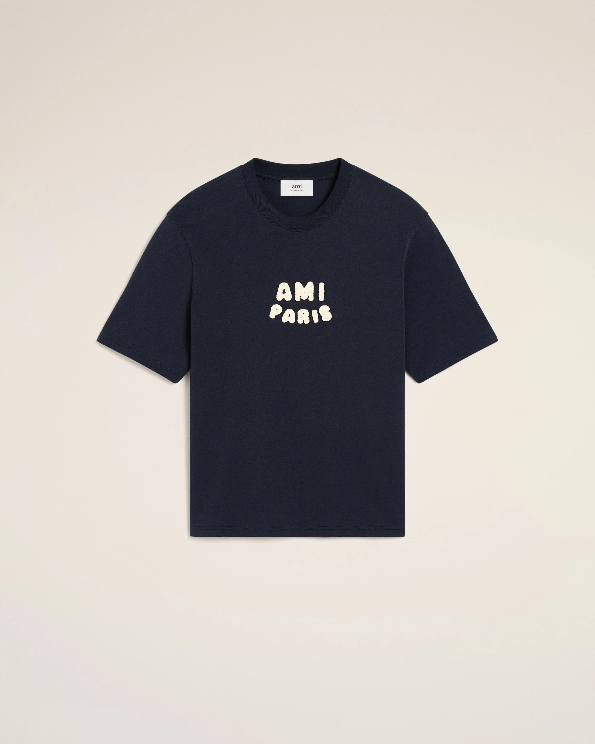 AMI PARIS Navy Cotton Ami Paris Patch T-Shirt Mens Apparel