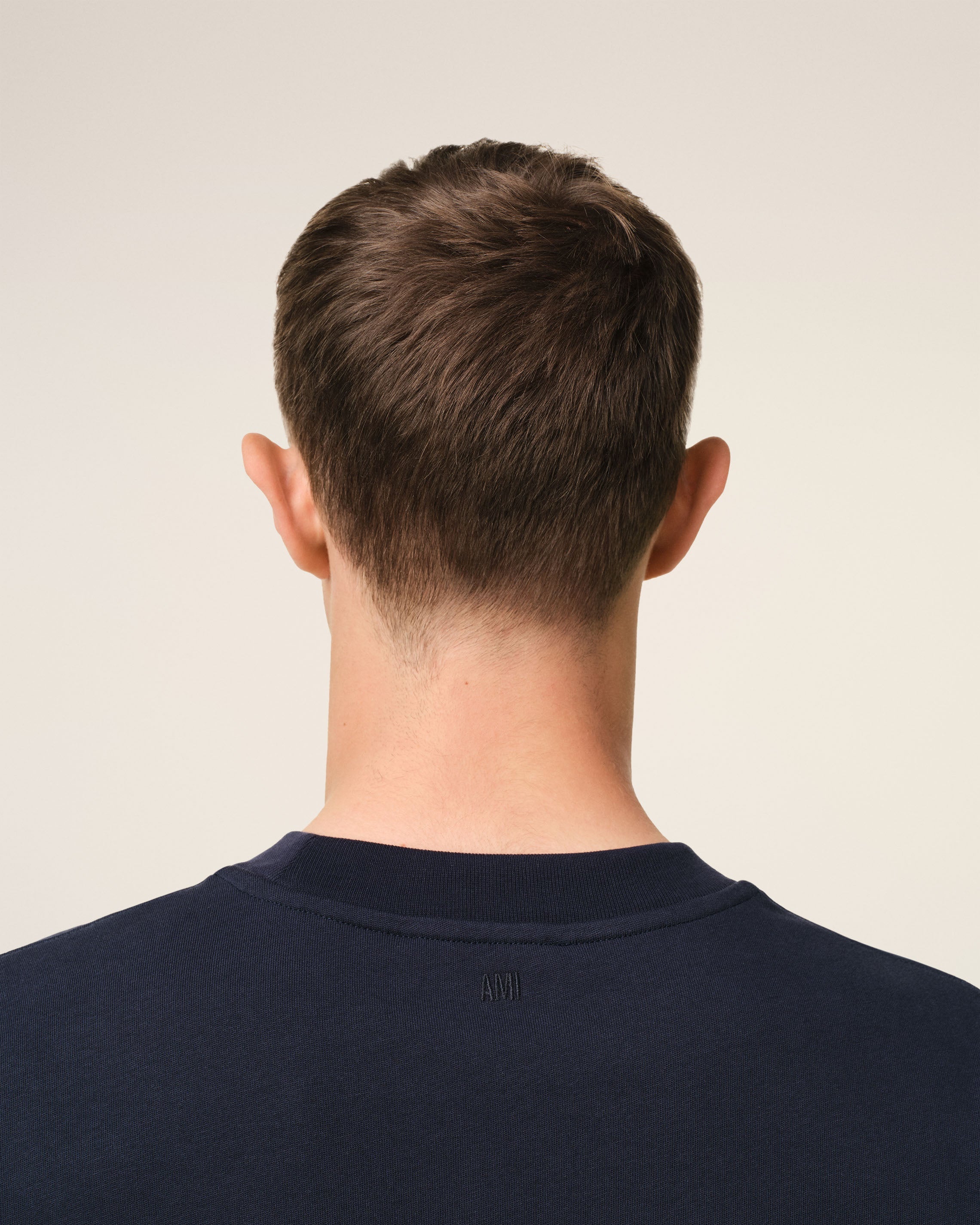 AMI PARIS Navy Cotton Ami Paris Patch T-Shirt Mens Apparel - Image 4